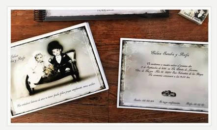 Invitación de Boda Personalizada con fotografías impresión en cartulina Invitación de Boda Personalizada con fotografías impresión en cartulina a doble cara