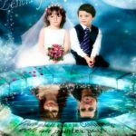 diseño de invitación de boda con las fotos de los novios