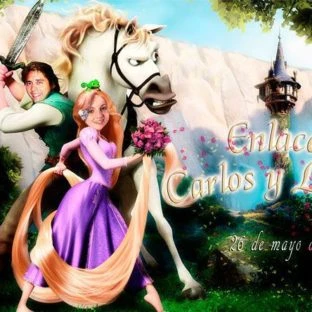 Tarjeta de Boda con el tema de la película "Enredados"