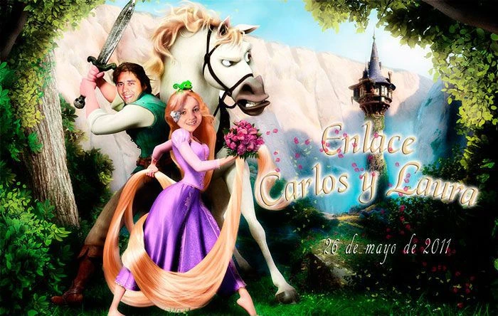 Tarjeta de Boda con el tema de la película "Enredados"