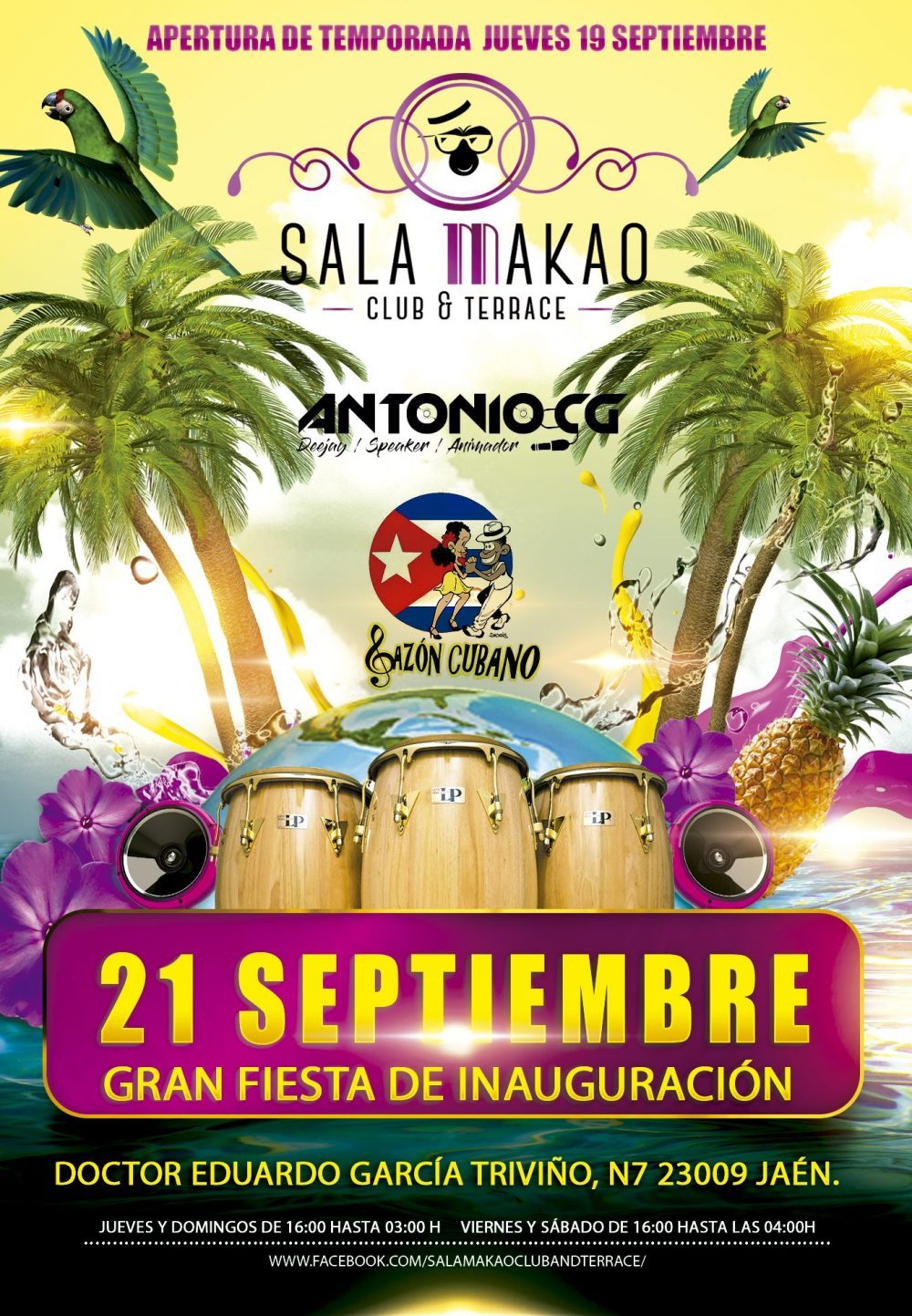 Sala Makao - Jaén. Diseño de flyer para eventos, discotecas y pubs
